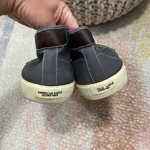 American Eagle (AEO) Mens High Top Sneakers Size 11 Gray &Rope Laces Gently Used - Picture 4 of 5